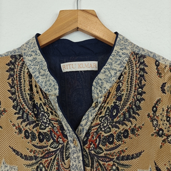 Ritu Kumar Floral 3/4 Sleeve Lightweight Kurta Midi Dress Size M Women's - Picture 7 of 16